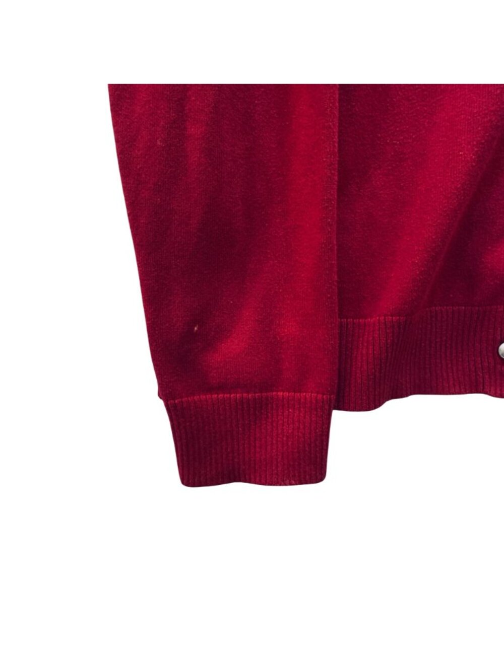 Vintage Lands End 1987 Drifter Cardigan Cotton Cranberry Size 10 Shell Buttons - Picture 5 of 16
